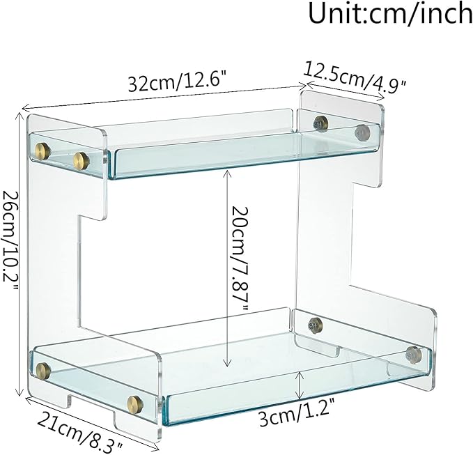 Bathroom Organizer Countertop, 2-Tier Acrylic Bathroom Counter Organizer Makeup Organizer for Vanity Spice Rack Organizer, Brown