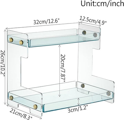Bathroom Organizer Countertop, 2-Tier Acrylic Bathroom Counter Organizer Makeup Organizer for Vanity Spice Rack Organizer, Brown