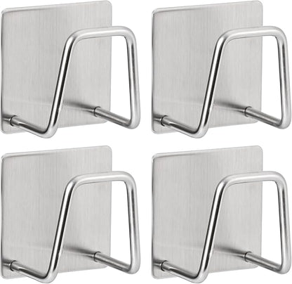 Adhesive Sponge Holder for Kitchen Sink, SUS304 Stainless Steel Scrubber Hanger Sink Caddy Accessories Storage Drain Rack Stand for Scratch Scrub Dishcloth Dishrag Steel Wool Strainer Stopper