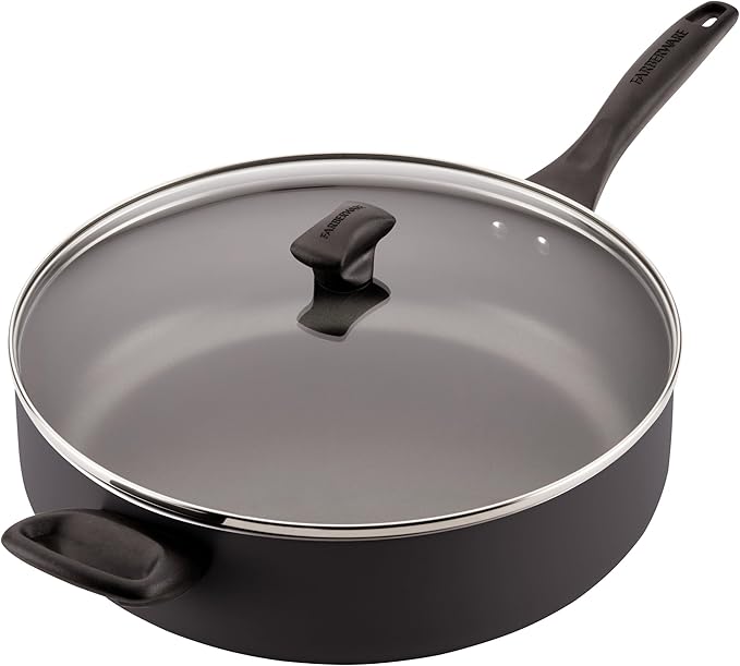 Farberware Dishwasher Safe Nonstick Jumbo Cooker/Saute Pan with Helper Handle - 6 Quart, Black