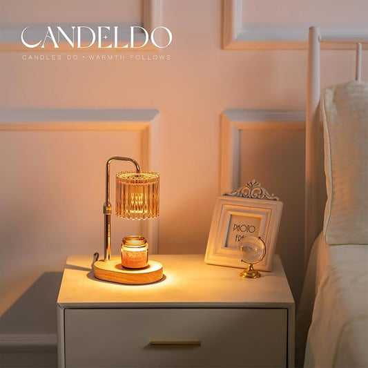 Candeldo Candle Warmer Lamp with Timer: Gold Candle Warming Lamp Height Adjustable Wax Melt Warmer Dimmable Modern Farmhouse New Home Bedroom Decor Mothers Day Housewarming Gift for Women