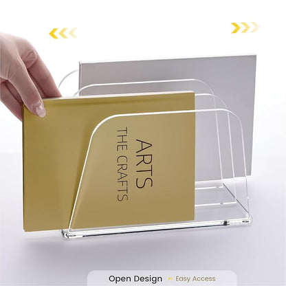YUXUN Desk File Organizer,3-Section Vertical Clear Acrylic Desk Organizer File Holder Mail Sorter Office Organization for Office Home &Classroom（B5）