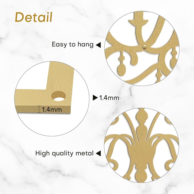 SIGNLEADER Metal Wall Decor Chandelier Scrollwork Candle Minimalist Modern Abstract Wall Sculpture Hangings Home Decoration for Living Room, Bedroom, Bathroom, Kitchen, Outdoor - 36" Gold