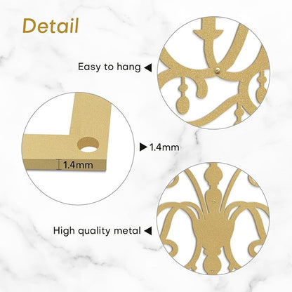 SIGNLEADER Metal Wall Decor Chandelier Scrollwork Candle Minimalist Modern Abstract Wall Sculpture Hangings Home Decoration for Living Room, Bedroom, Bathroom, Kitchen, Outdoor - 36" Gold