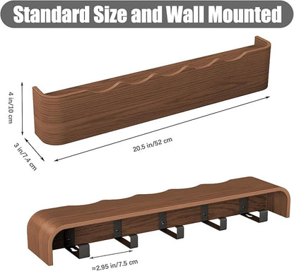 Coat Rack Wall Mount with Shelf 5 Hidden Hooks Modern Wooden Key Holder Entryway Organizer for Hallway Bedroom Bathroom Home Decor Storage for Hanging Coats Hats Bags Towels, Wave-Shape Walnut