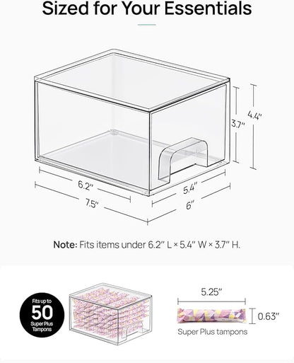 Vtopmart 2 Pack Small Clear Stackable Storage Drawers,Acrylic Bathroom Makeup Organizer,Plastic Storage Bins For Vanity, Undersink, Kitchen Cabinets, Pantry, Home Organization