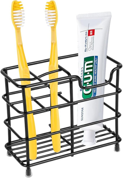 Toothbrush Holder for Bathrooms, Stainless Steel Bathroom Black Toothbrush and Toothpaste Holder