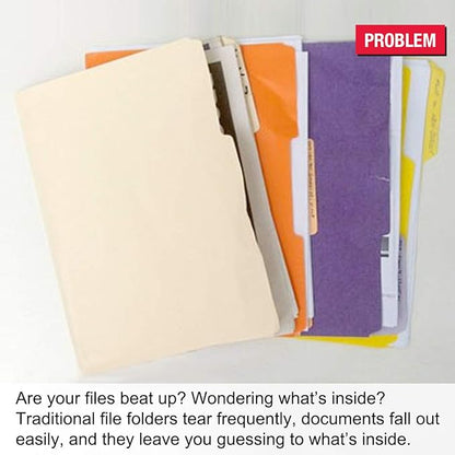 Ultimate Office PocketFile Clear Poly Document Folder Project Pockets, 3rd-Cut, Letter Size, in 6 Assorted Colors, Set of 36