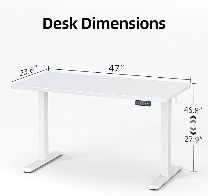 TIQLAB Electric Standing Desk, Adjustable Height Stand up Desk, 55 * 24 Inches Sit Stand Home Office Table with Splice Board, White