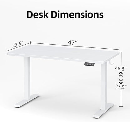 TIQLAB Electric Standing Desk, Adjustable Height Stand up Desk, 55 * 24 Inches Sit Stand Home Office Table with Splice Board, White