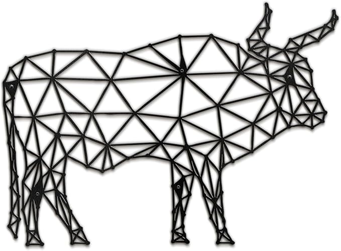SIGNLEADER Metal Wall Art Decor Brooding Cow Modern Abstract Wall Sculpture Hangings Home Decoration for Living Room, Bedroom, Bathroom, Kitchen, Outdoor - 24" Black