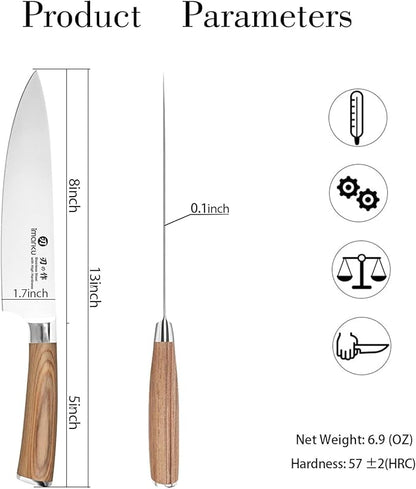 imarku Chef Knife - Pro Kitchen Knife 8 Inch Chef's Knives Japanese SUS440A Stainless Steel Sharp Paring Knife with Ergonomic Handle, Golden Handle, Birthday Gifts for Men and Women,Gyutou Knives