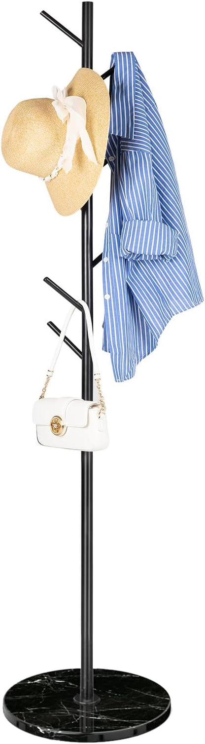 ZOZOE Metal Coat Rack Freestanding, Modern Heavy Duty Coat Racks with Natural Marble Base, Stable Coat Tree Stand, Hall Tree Hanger Coat Stand with for Bags, Hats, Entryway, Office
