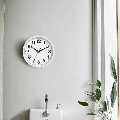 DAXSMY 12 Inch Wall Clock Battery Operated Silent Non Ticking Analog Modern Decorative for Office Kitchen Outdoor Living Room Classroom Bedroom Bathroom School(White)