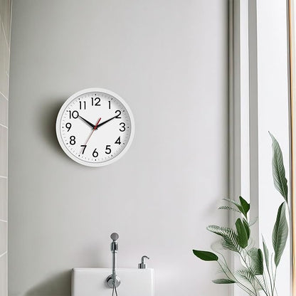 DAXSMY Wall Clock Modern Battery Operated 10 Inch Simpel Silent Non Ticking Analog Decorative for Kitchen Bathroom Bedroom Office Living Room School Classroom(White)
