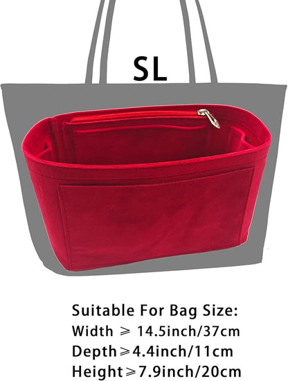 Purse Organizer Insert, Suede Bag Organizer Handbag Tote Shaper, Suede Material, Soft and Non Damaging Bag (Black, Slender Large)