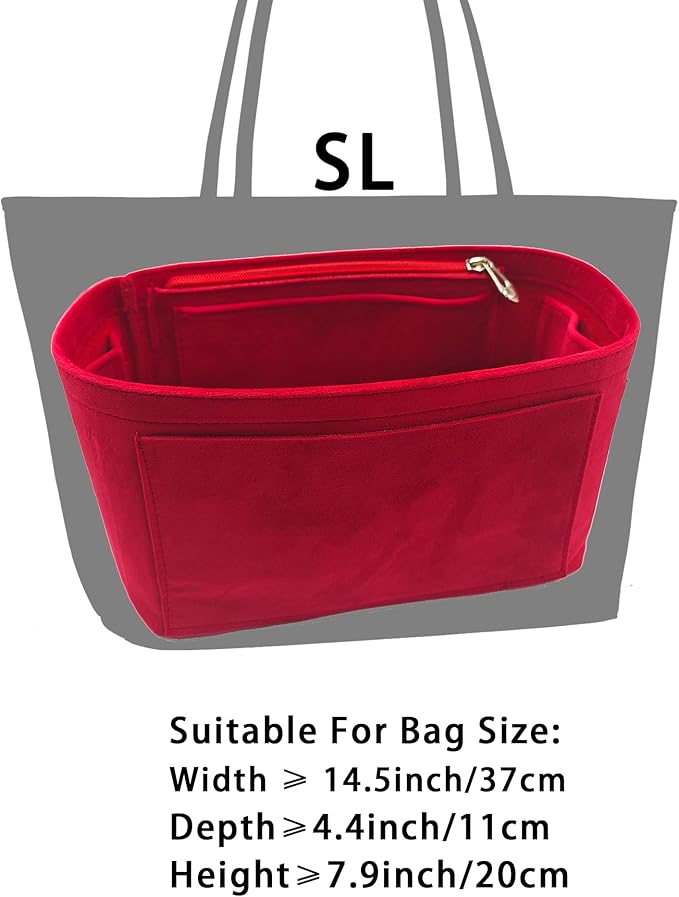 Purse Organizer Insert, Suede Bag Organizer Handbag Tote Shaper, Suede Material, Soft and Non Damaging Bag (Beige, Slender Large)