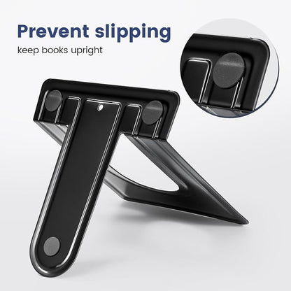 HappyHapi Book Ends, Non-Skid Metal Bookend Supports for Shelves, Heavy Duty Book End, Office Book Stopper, 6 x 5 x 6 Inches, 14 Pieces / 7 Pairs (Black)