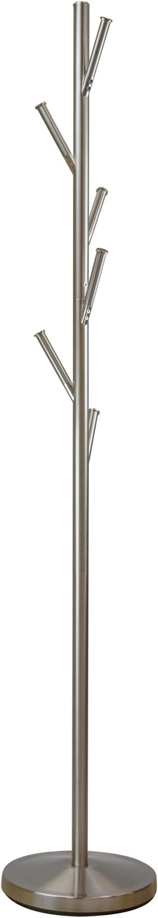 Kira Home Addison 68" Free Standing Metal Coat Rack/Stand, Satin Steel Finish