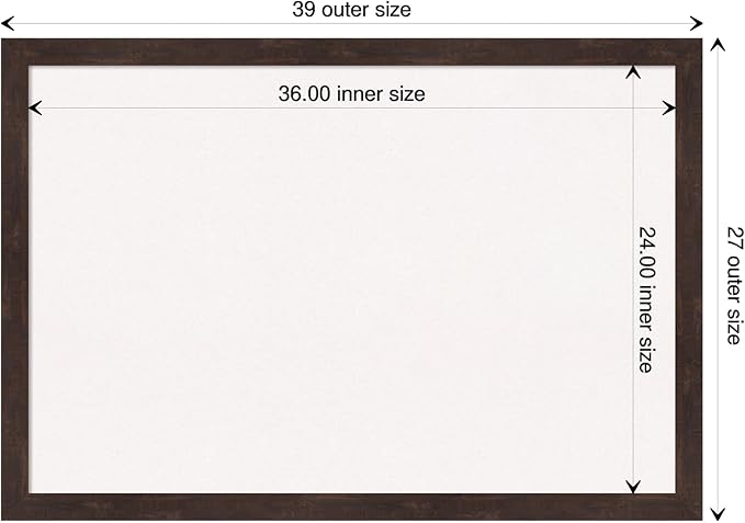 Amanti Art White Cork Board for Wall, 27x39 Vision Board with Brown Wood Frame, Large Corkboard Office Decor for Home Organization, Rustic Farmhouse Corkboard Pinboard to display items for home