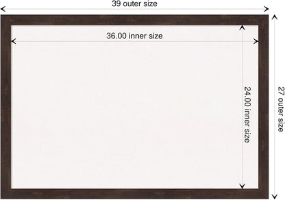 Amanti Art White Cork Board for Wall, 27x39 Vision Board with Brown Wood Frame, Large Corkboard Office Decor for Home Organization, Rustic Farmhouse Corkboard Pinboard to display items for home