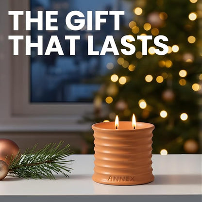 Annex Orange & Mimosa Luxury Scented Candle - Handmade Ceramic Jar - 50hr Clean Burn, Non-Toxic Soy Wax - Aesthetic Home Decor Winter Gift for Women & Men - Energizing Citrus