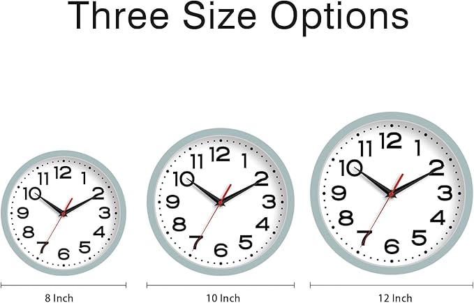 Roymnie Wall Clock Silent Non-Ticking Modern Clock Battery Operated 12 Inch Small Classic Analog Decorative for Kitchen, Bathroom, Office, Bedroom, Home(Blue Gray)