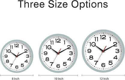 Roymnie Wall Clock Silent Non-Ticking Modern Clock Battery Operated 12 Inch Small Classic Analog Decorative for Kitchen, Bathroom, Office, Bedroom, Home(Blue Gray)