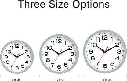 Roymnie Wall Clock Silent Non-Ticking Modern Clock Battery Operated 12 Inch Small Classic Analog Decorative for Kitchen, Bathroom, Office, Bedroom, Home(Blue Gray)