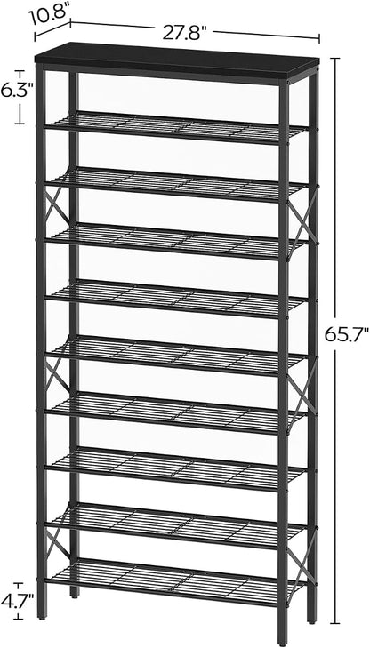 YATINEY 10 Tier Shoe Rack, Large Capacity Shoe Storage Organizer Holds 40 Pairs, Sturdy and Stable, for Entryway, Hallway, Closet, Dorm Room, Black SS10BB