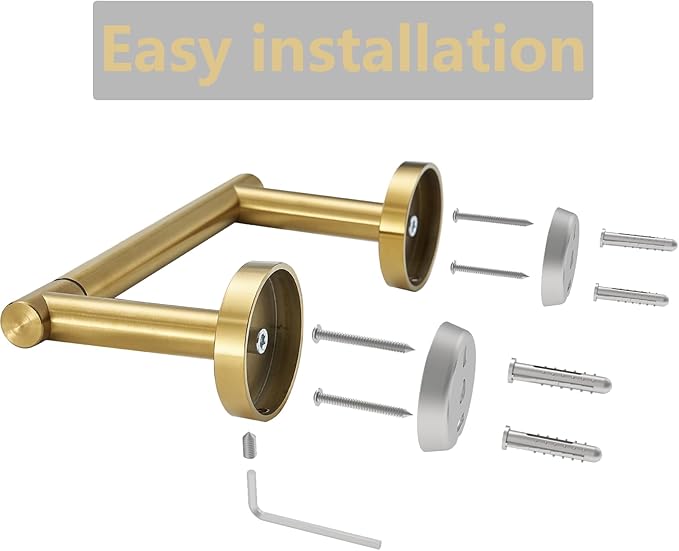 Toilet Paper Holder, Double Post Pivoting Design, Stainless Steel Rustproof Bathroom Tissue Holder, Wall Mount Fits Mega Rolls, for Home, RV, Commercial Bathroom Brushed Gold