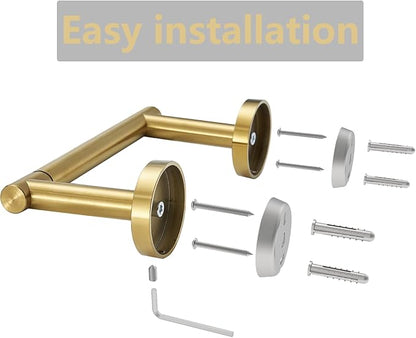 Toilet Paper Holder, Double Post Pivoting Design, Stainless Steel Rustproof Bathroom Tissue Holder, Wall Mount Fits Mega Rolls, for Home, RV, Commercial Bathroom Brushed Gold