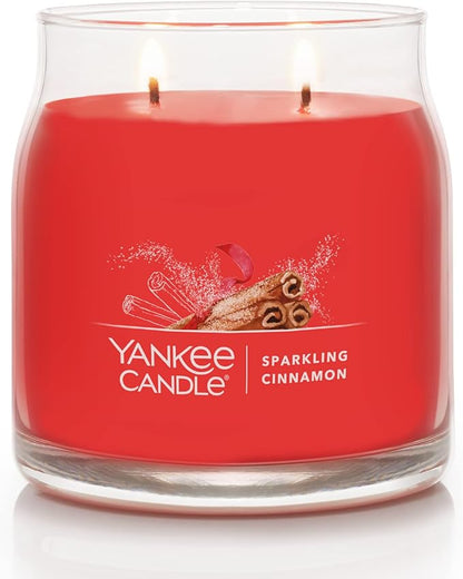 Yankee Candle Sparkling Cinnamon Scented Signature 13oz Medium Jar 2-Wick Candle Over 35 Hours of Burn Time Christmas | Holiday