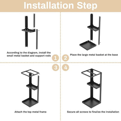 Umbrella Stand, Metal Umbrella Stand Indoor, 20 Inch Umbrella Holder for Entryway, Shelf for use with Small Umbrellas and Bottom Drip Tray for use with