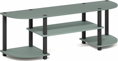 Furinno Turn-S-Tube TV Stand, 3-Tier Entertainment Center for TV up to 55 Inch, TV Console with Round Corner and Open Shelves, for Living Room, Bedroom, Sage Green
