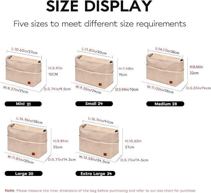SDANG Purse Organizer Insert with Zipper – Pink Handbag & Tote Bag Organizer | Bag-in-Bag Insert with Pockets for Purses, Totes & Travel(Beige,Large 30)