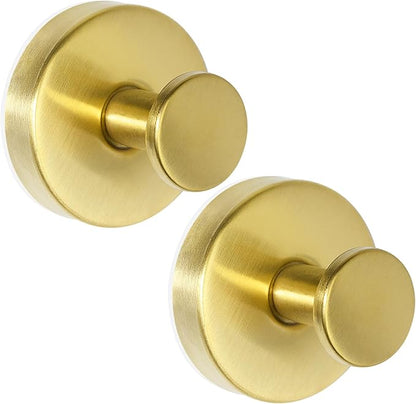 ZESLMG Suction Cup Hooks for Shower, Gold Wreath Hangers for Front Door Glass Window Bathroom Kitchen Wall, Removable Towel Holder Bath Robe Loofah Coat Hooks No Damage for Hanging, 2 Pack