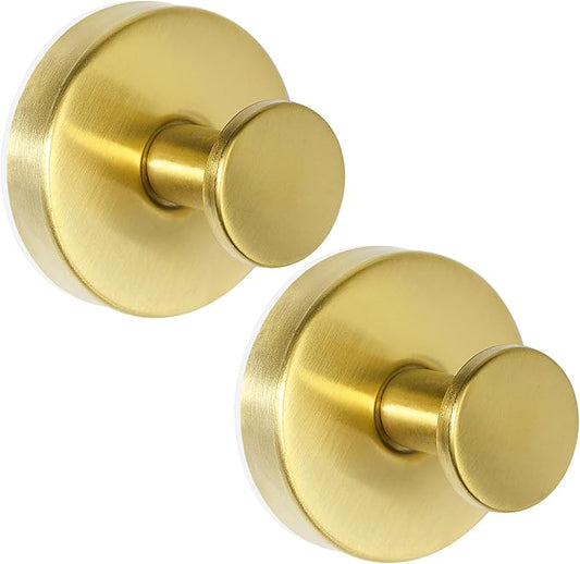 ZESLMG Suction Cup Hooks for Shower, Gold Wreath Hangers for Front Door Glass Window Bathroom Kitchen Wall, Removable Towel Holder Bath Robe Loofah Coat Hooks No Damage for Hanging, 2 Pack