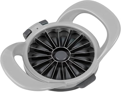 PrepWorks by Progressive Dishwasher Safe 16-Slice Thin Apple Slicer and Corer with Attached Safety Cover (Grey)
