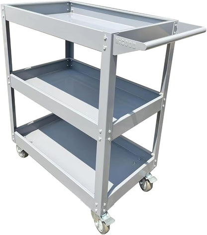 HIGOOD Heavy Duty Service Utility Cart,3 Shelf Steel, 800-Pound Capacity, 35.6 x 18.1x38-Inch