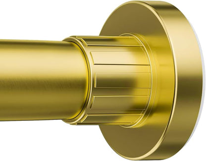 Ausemku Shower Curtain Rod 32-50 Inch Adjustable - 1 Inch Diameter Heavy Duty No drill Spring Tension Shower Rod, Non-Slip Rustproof Telescopic Rod for Bathroom, Gold