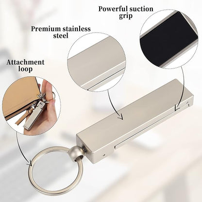 Purse Hook for Table, Foldable Instant Bag Purse Hook Handbag Table Hanger Holder with Carabiner Set Phone Stand (Platinum+Black)