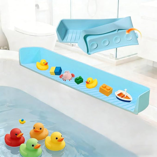 Bathtub Splash Guard for Tub Kids - 31IN Silicone Splash Guard with 11 Strong Suction Cups, Toy Tray Caddy Holder for Tub, Prevent Water Spills in Bathroom, Suitable for Kitchen Sinks and Bathtubs