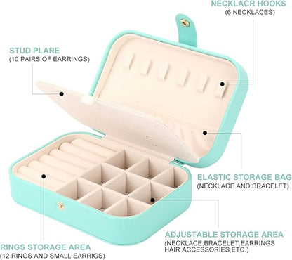 Jewelry Box, Travel Jewelry Organizer Case Small Jewelry Storage and Organizers Craft Containers Travel Mini Organizer/GREEN
