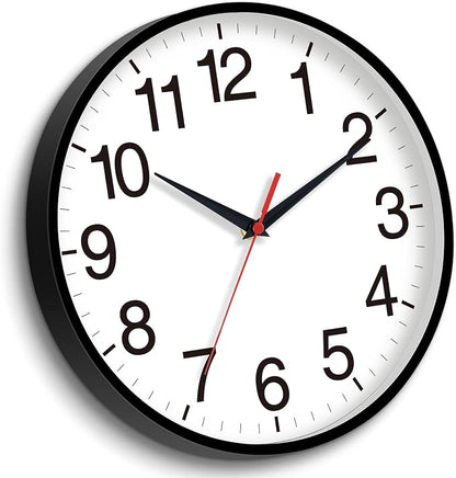 Rohioue 16 Inch Wall Clock Modern Battery Operated Silent Non Ticking Large Analog Clock for Living Room Office Home Bedroom Kitchen Bathroom(Black)