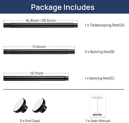 ENJOYBASICS Matte Black Shower Curtain Rod 30 to 76 Inches, Stainless Steel Adjustable Spring Tension Rods No Drill for Bathroom, Closet, Window, Room Divider, Never Rust, Non Slip