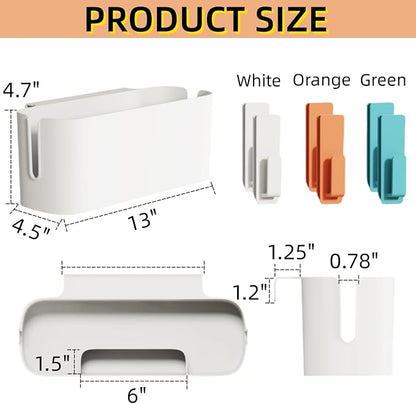 Bedside Organizer Caddy Hanging, Plastic, Green, 11 Lbs / 5 Kg Capacity, Elegant Style, Space-Saving, Rectangular, Hanging Mount
