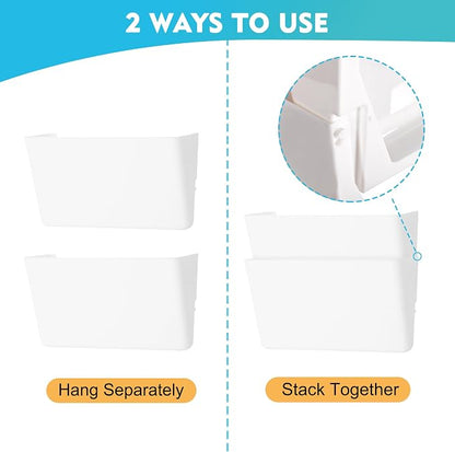 EASEPRES 4 Pack White Plastic Single Pocket Hanging File Organizer, Wall Mount Paper Mails Magazines Holder, Mounted Folder Bins for Office, School and Home, 12.99x4.13x7.48 inches