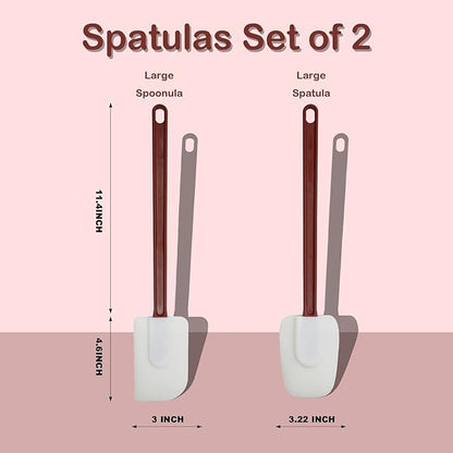 MYTASUY 16.5 INCH Silicone Spatulas Heat Resistant Heavy Duty Rubber Spatulas Commercial Spatulas Set for Kitchen Use Silicone Cooking Utensils Sets of 2