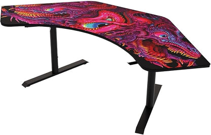 Arozzi Arena Angelo L Shaped GamingDesk, PC Gaming Desk L Shape, Height Adjustable L Shaped StandingDesk for Home Office, ComputerDesk with Full Coverage Mouse Pad (Crawling Chaos)